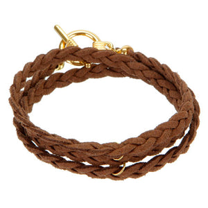 Pulsera Triple Tejida Con Cordón Café