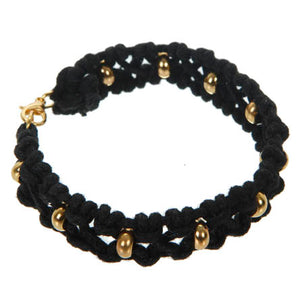 Pulsera De Cordón Tejido Con Rondel Dorado