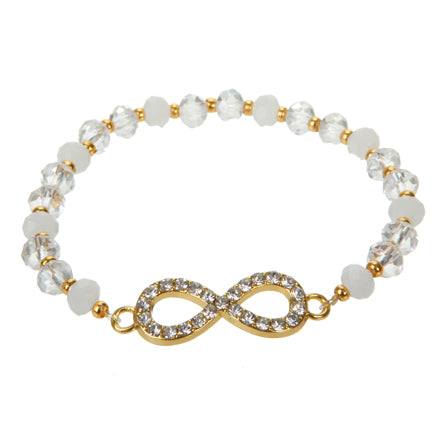 Pulsera Infinito Con Rondel Cristal Y Blanco