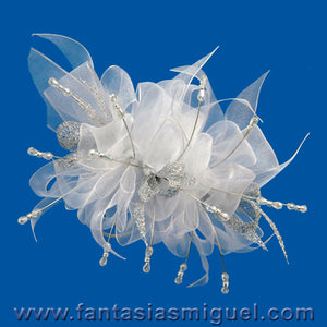 Peineta Boda Blanco/Plata