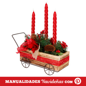 Centro De Mesa Con Arreglo Navideño Y Velas