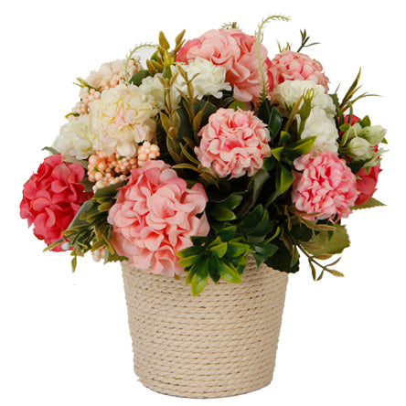Arreglo Con Hortensias Rosas