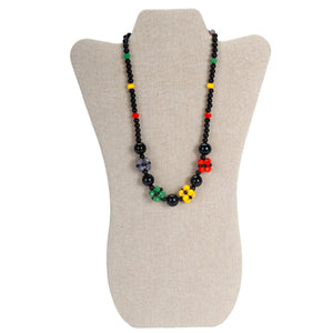Collar De Perlas Negras Con Rondeles De Colores