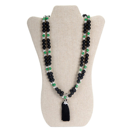 Collar Verde/Negro Con Dije Tortuga Y Borla