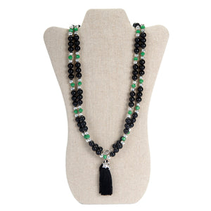Collar Verde/Negro Con Dije Tortuga Y Borla