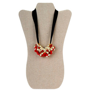 Collar De Perlas Y Rondeles Con Listón