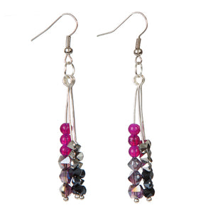 Aretes De Cuentas Brillantes Y Cristales Moño
