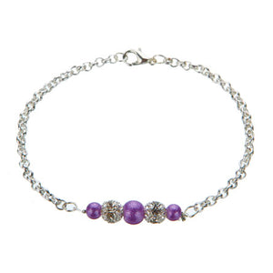 Pulsera De Cadena Con Perla Destello Lavanda
