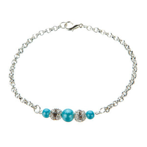 Pulsera De Cadena Con Perlas Destello Azul