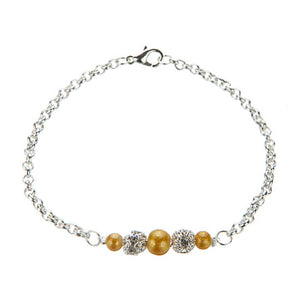Pulsera De Cadena Con Perlas Destello Oro