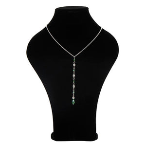 Gargantilla Cadena Con Rondeles Verde  Y Piedras Cristal