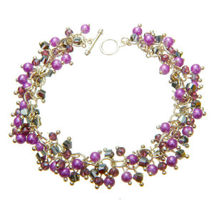 Pulsera De Engances Con Cristales Y Perlas Destello