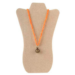 Collar De Listón Trenzado Bicolor  Naranja-Amarillo Con Dije Murmuró De Ángel