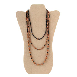 Collar Triple De Perlas Negro-Café