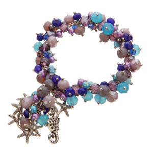 Pulsera De Rondeles Y Perlas Destello Con Dijes Caballito Y Estrella De Mar