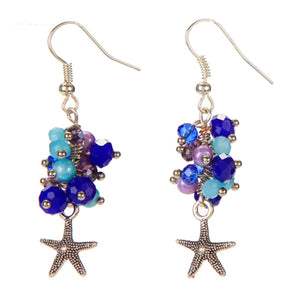 Aretes De Rondeles Y Perlas Con Dije Estrella De Mar